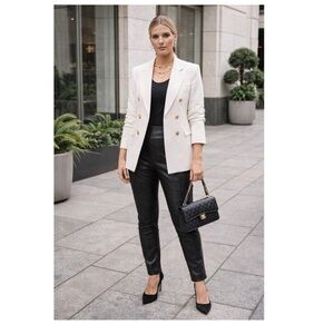 MELANIE LYNE Faux Leather Croc Embossed Pull-On Pants Black Sz 14 Plus Chic NWOT